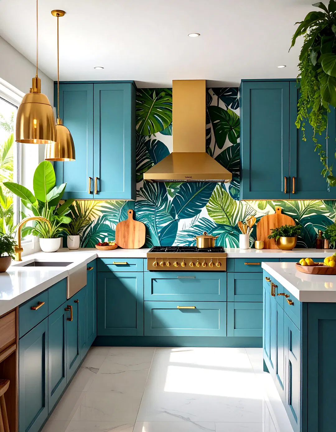 Banana Leaf Print Backsplash Tiles