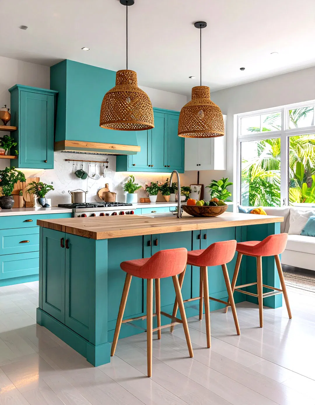 Turquoise Blue Island with Coral Accessories