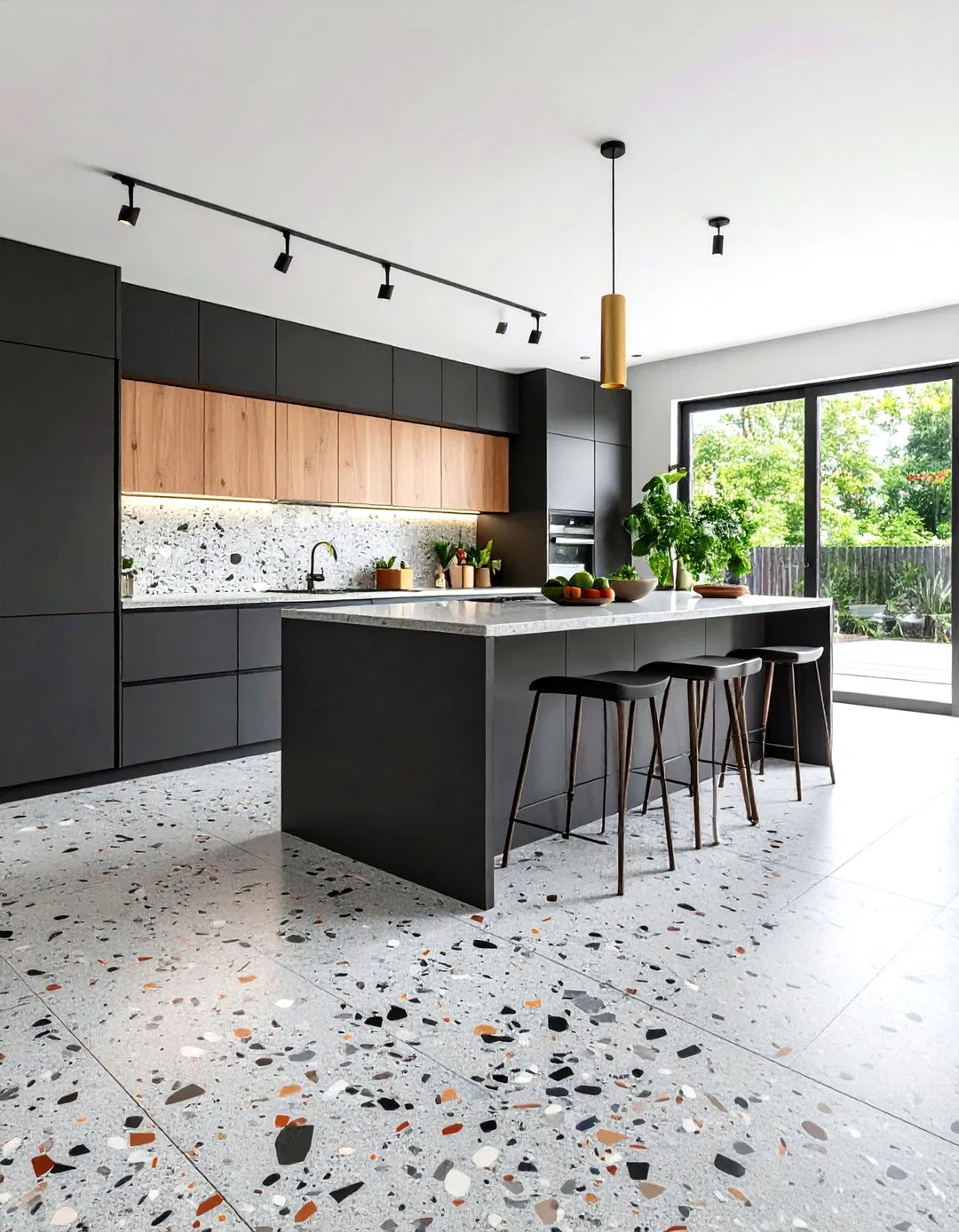 Refined Gray Terrazzo Kitchen Floor