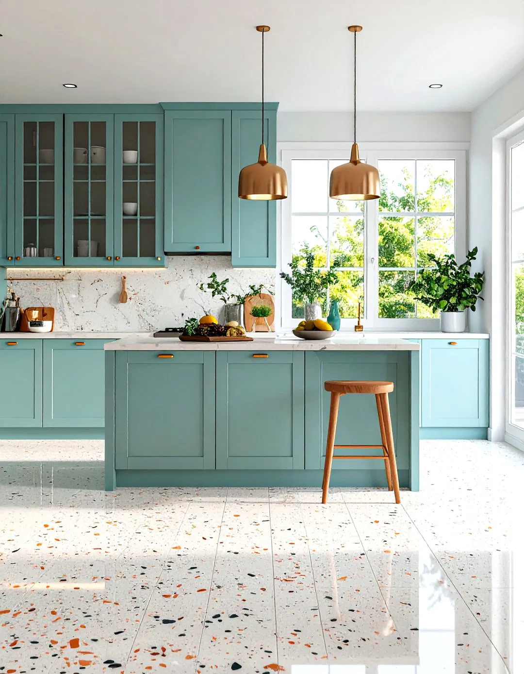 Fine Aggregate Terrazzo Kitchen Floor