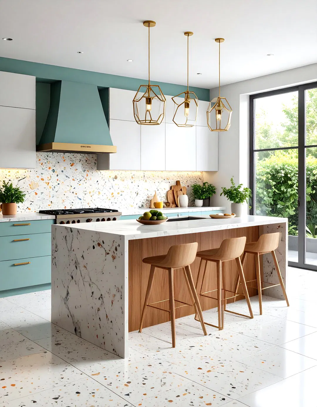 Hexagonal Terrazzo Tile Pattern