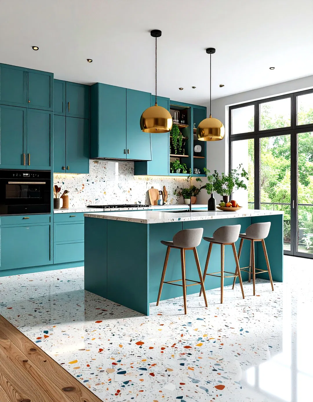 Large Aggregate Terrazzo Kitchen Floor