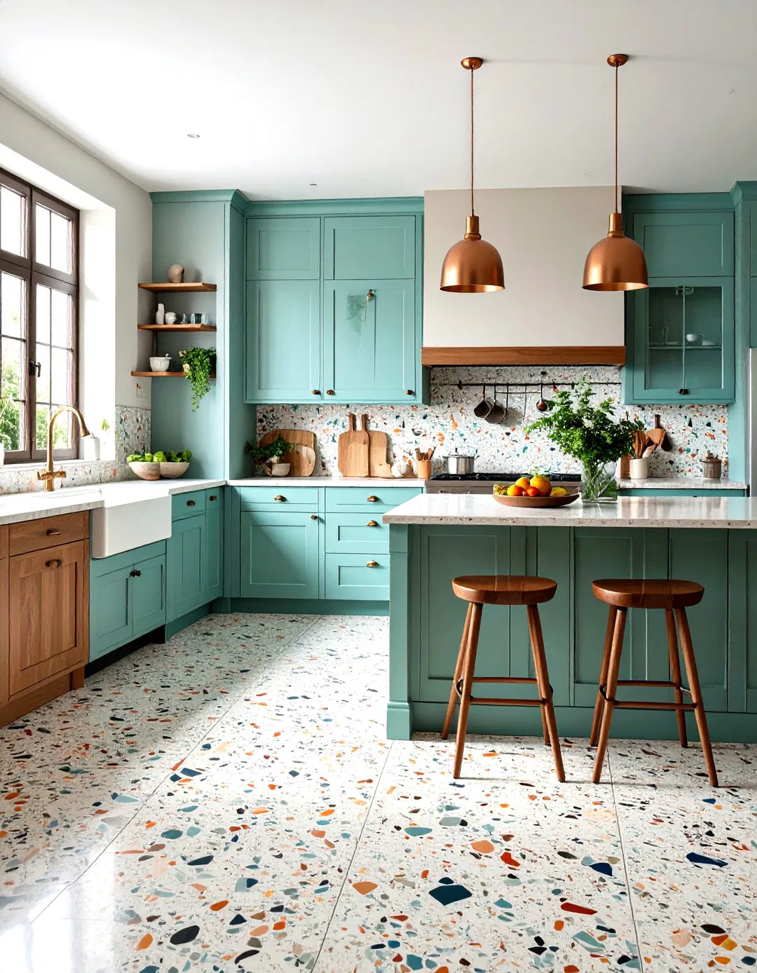 Vintage Style Terrazzo Kitchen Floor