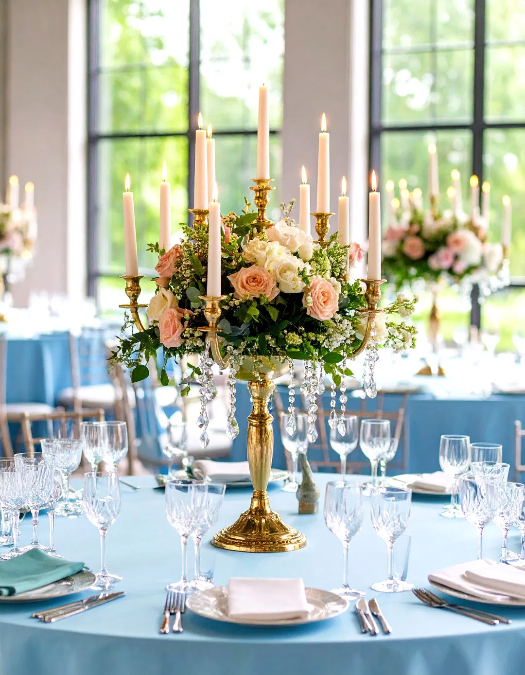 Crystal Candelabra with Hanging Elements