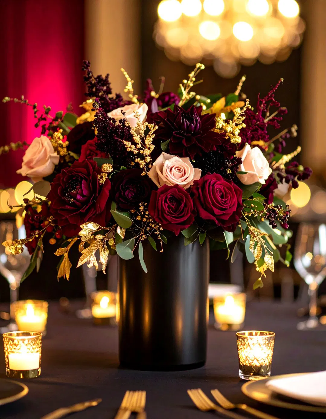 Dramatic Black and Gold Arrangements