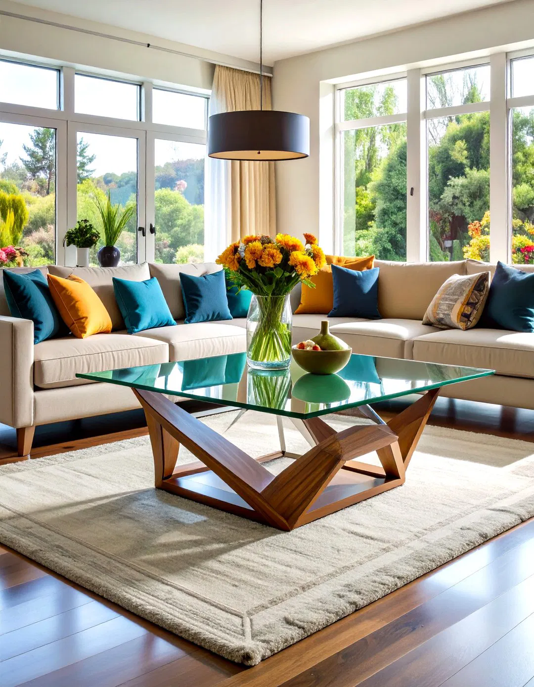 Glass Coffee Tables with Sculptural Bases