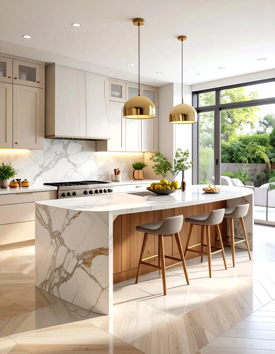 Oval Marble Kitchen Islands