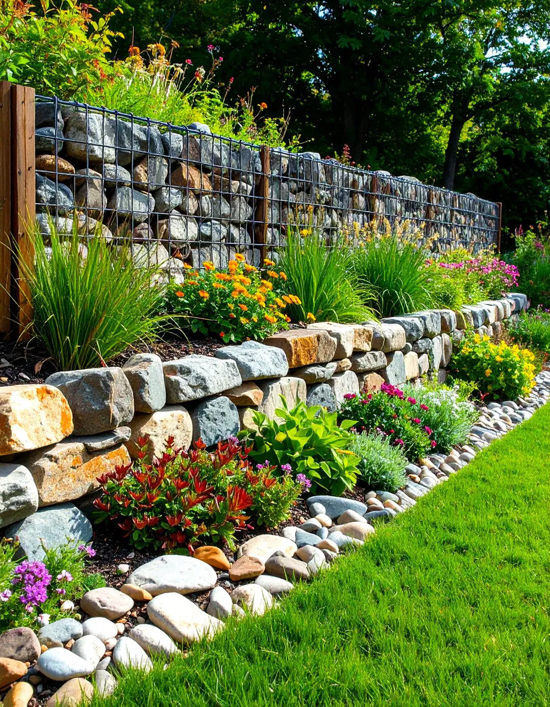 Gabion Retaining Walls - Tiered Garden Ideas