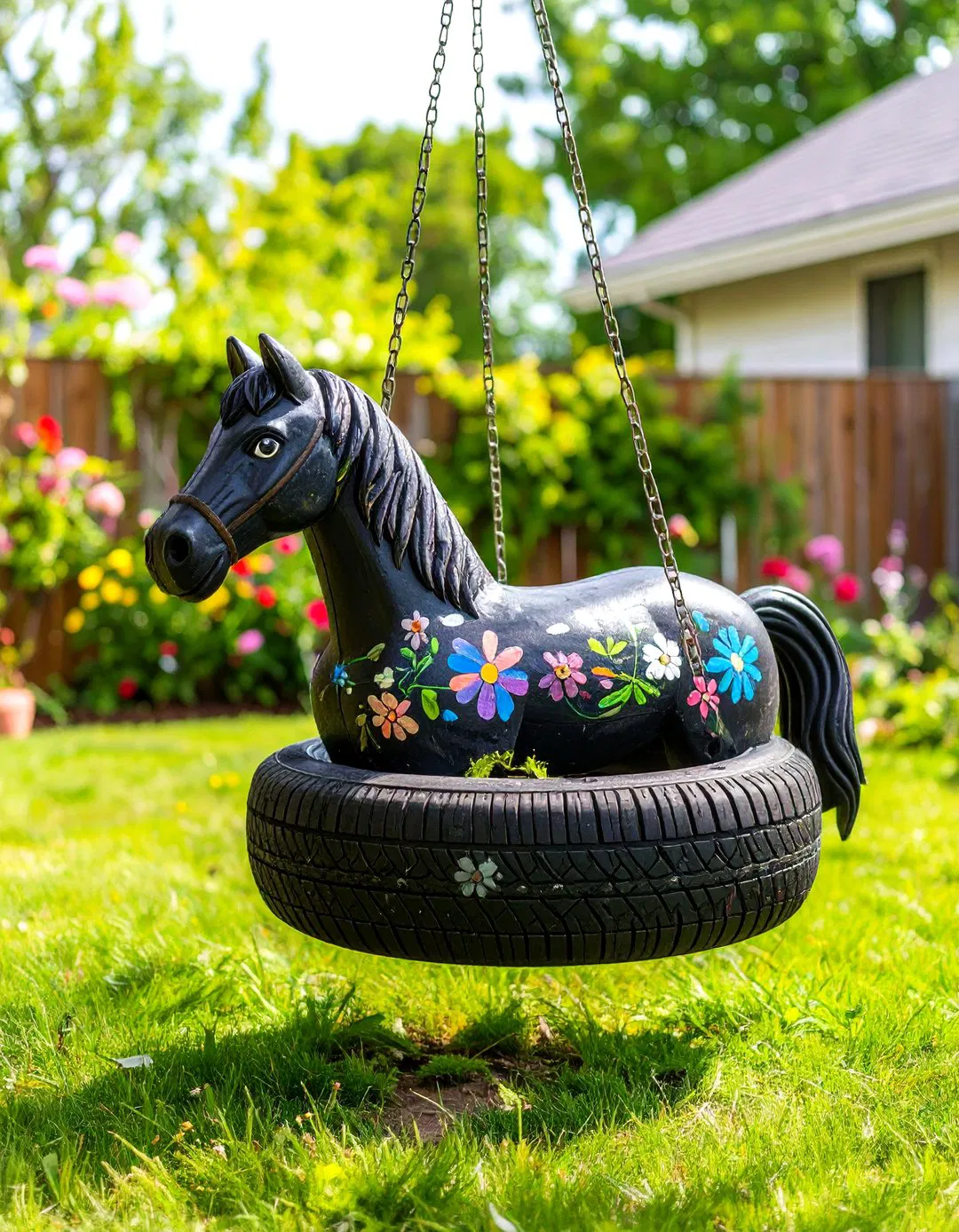 Horse Shaped Tire Swing Creation