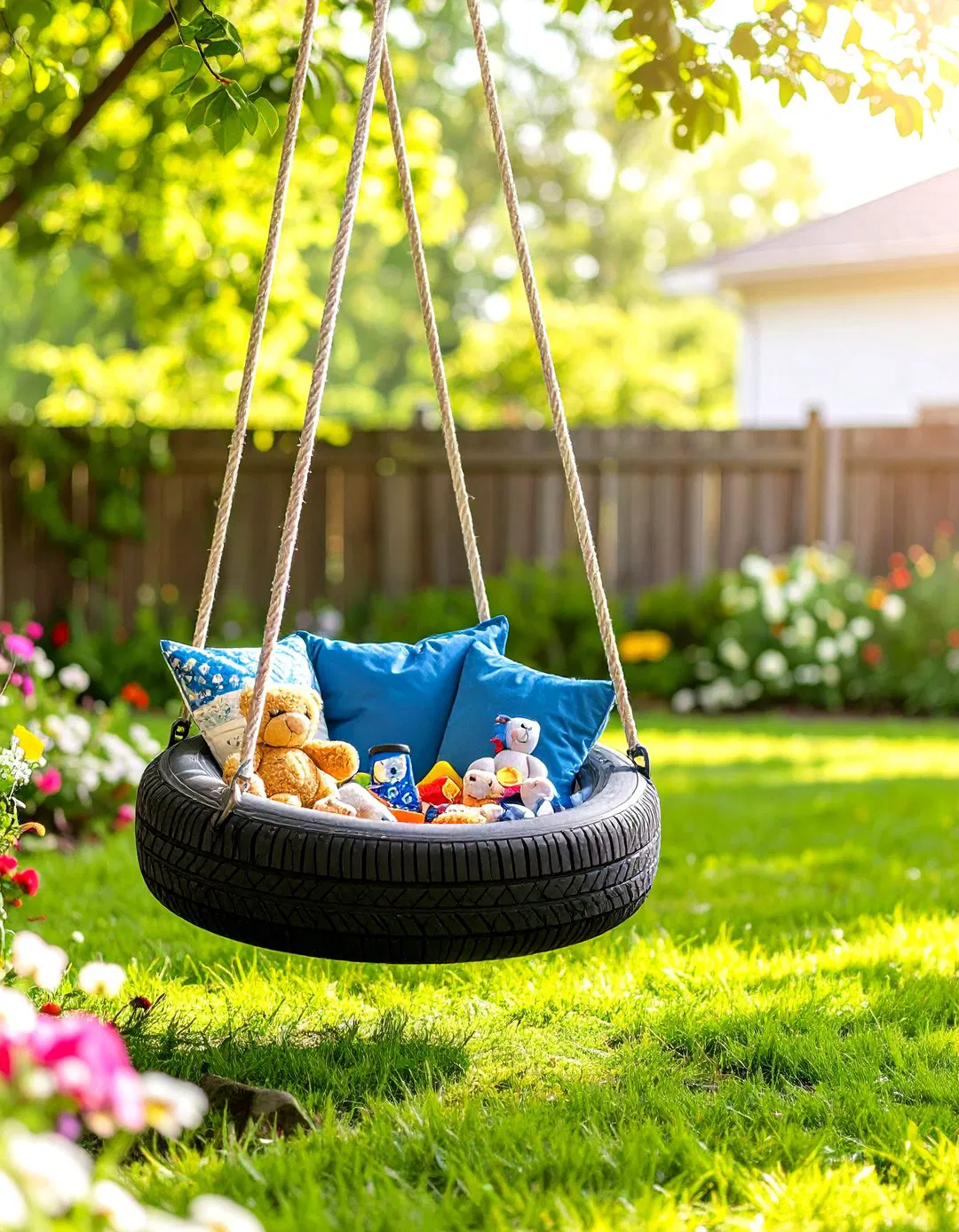 Tire Swing with Built in Storage Pouch