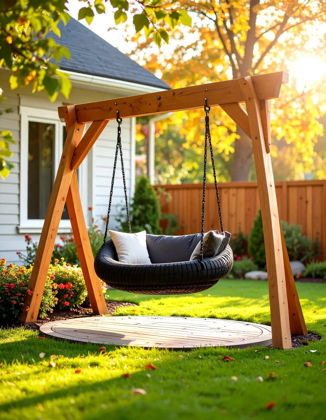 Tree Free A Frame Tire Swing Structure