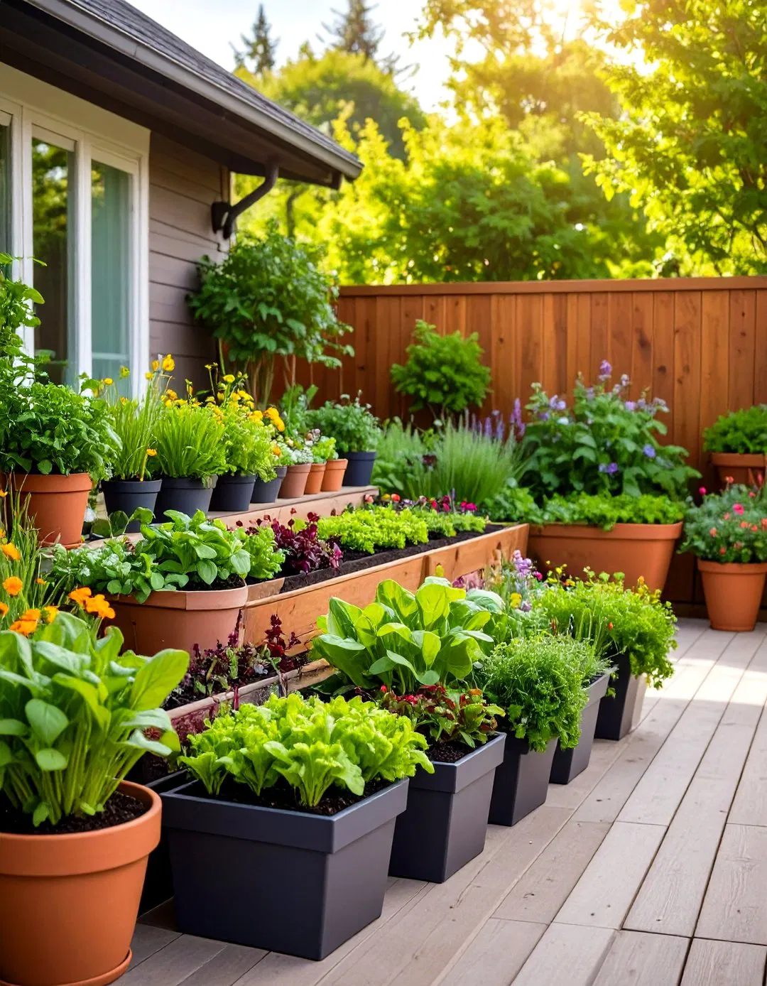 Spring Container Herb and Vegetable Garden