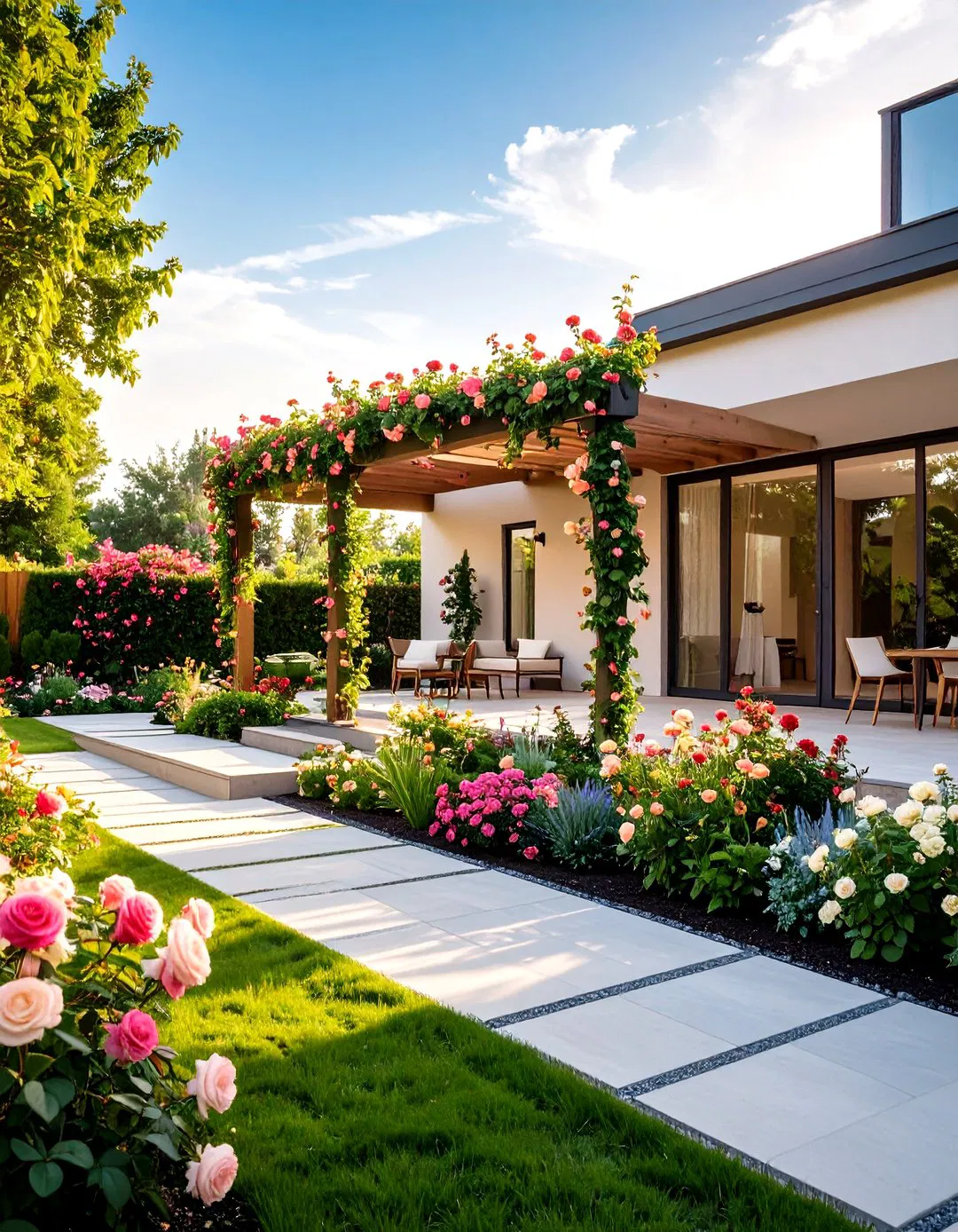 Modern Cottage Garden with Structured Elements