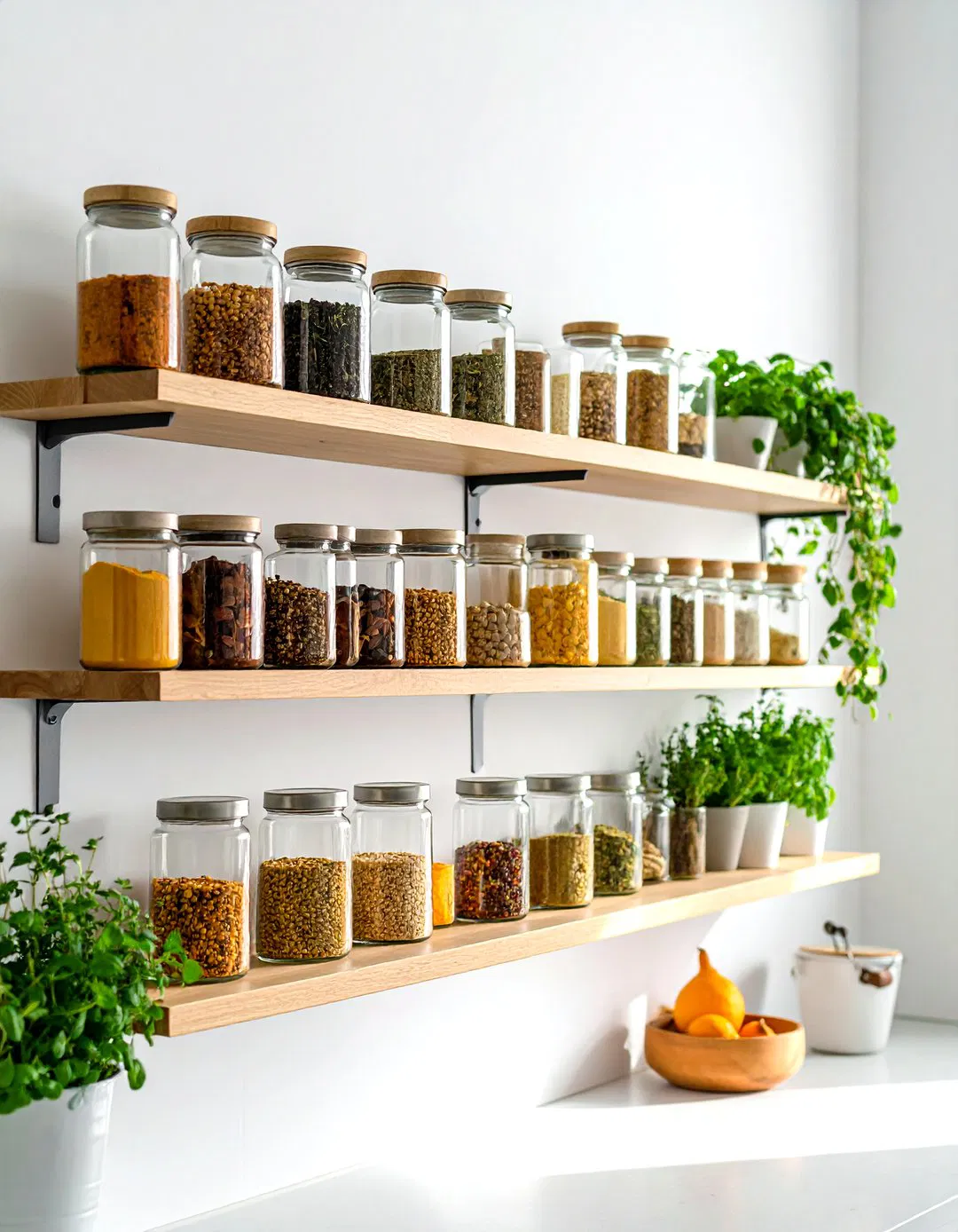 Wall Mounted Floating Spice Shelves - 24 Spice Rack Ideas