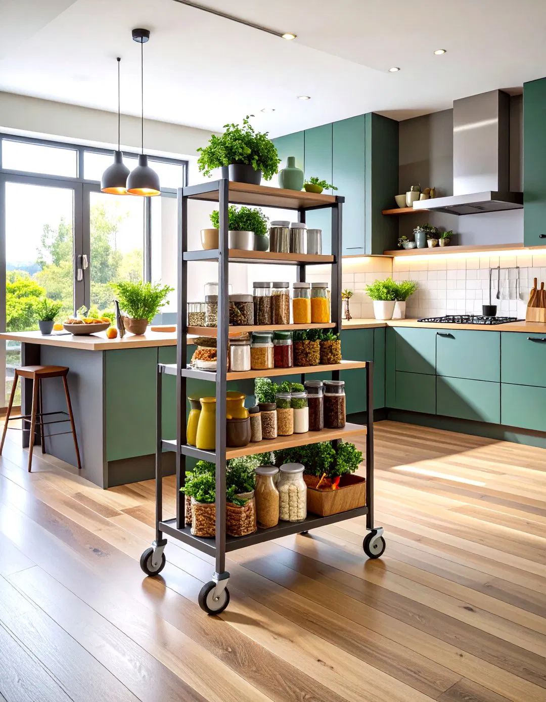 Slim Rolling Cart Spice Storage - 24 Spice Rack Ideas