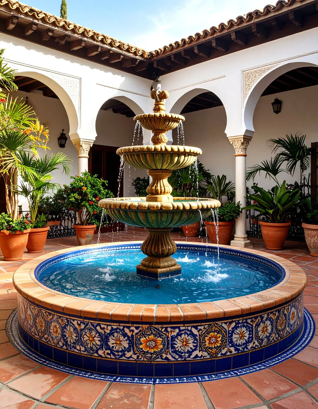 Spanish Fountain Courtyard Porch