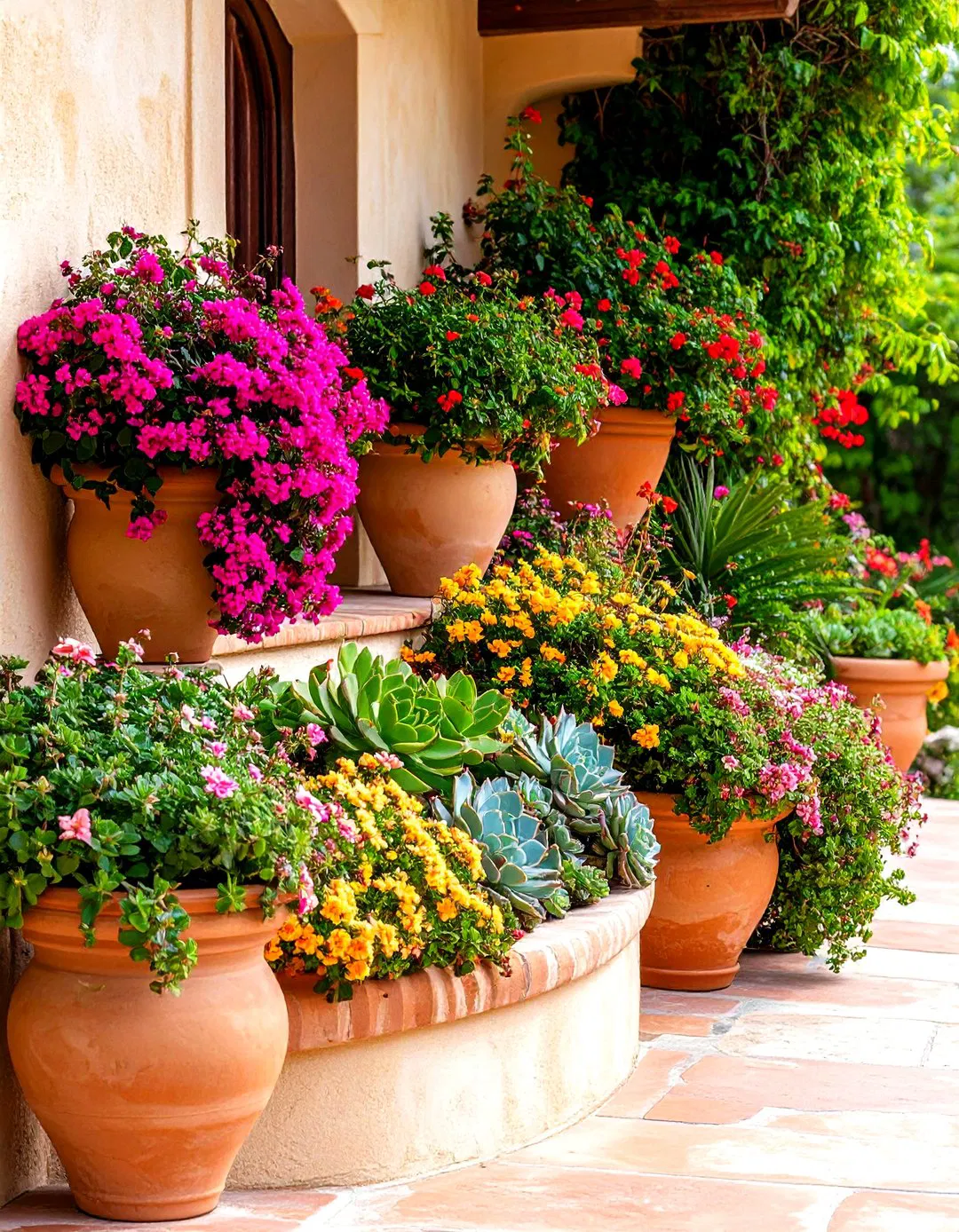 Curved Stucco Wall Planters