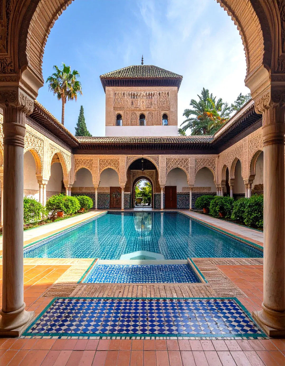 Moorish Inspired Courtyard with Reflecting Pool - 24 Spanish Courtyard Ideas