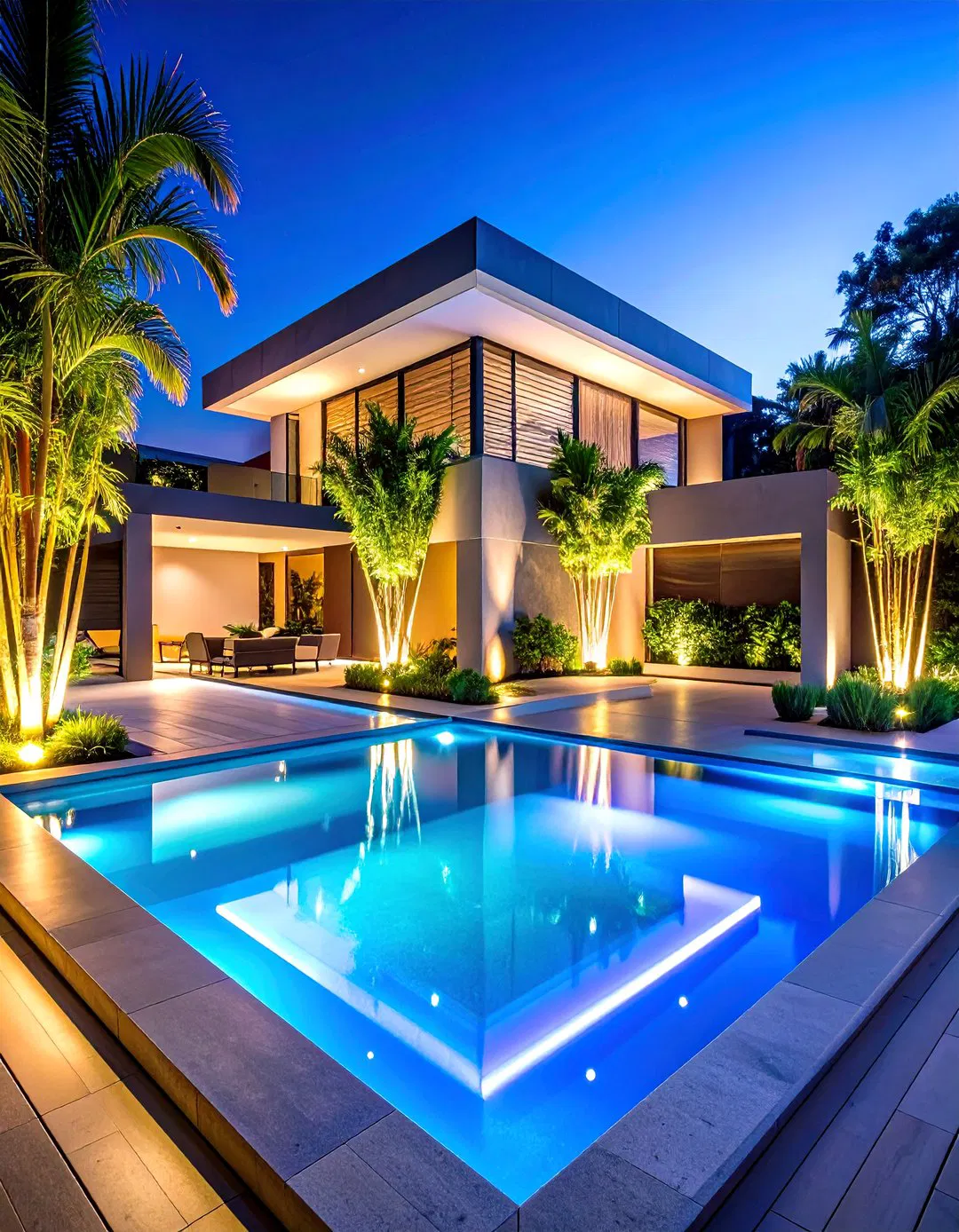 Modern Geometric Pool Landscape