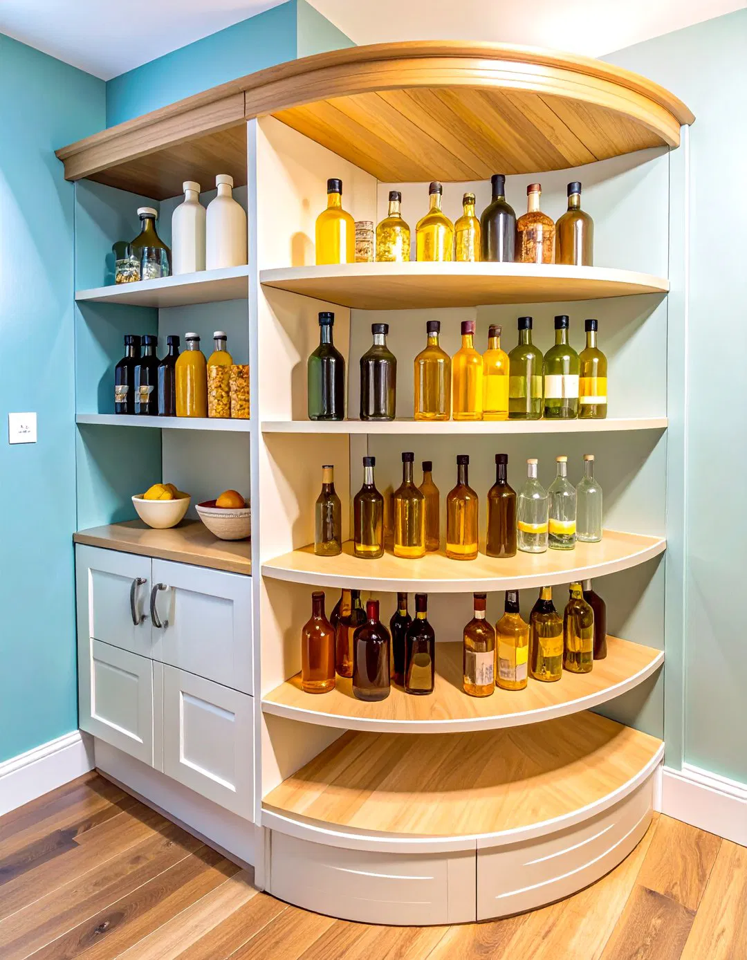 Corner Lazy Susan Integration Pantry - 24 Small Pantry Ideas