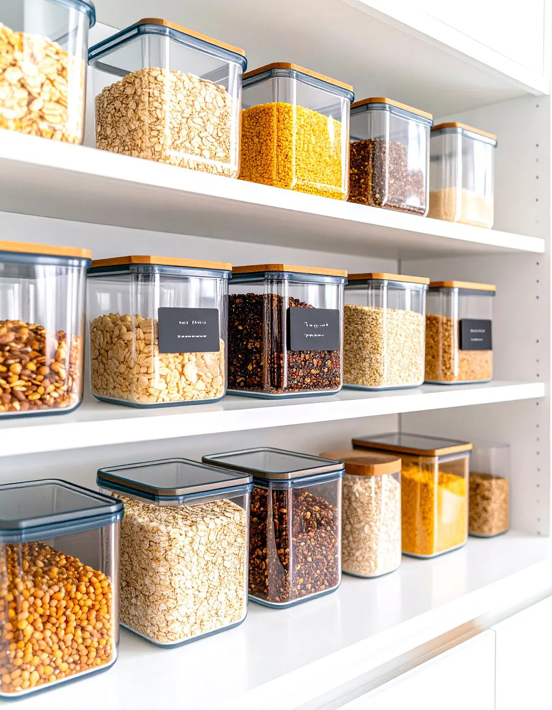 Clear Container Decanting System - 24 Small Pantry Ideas
