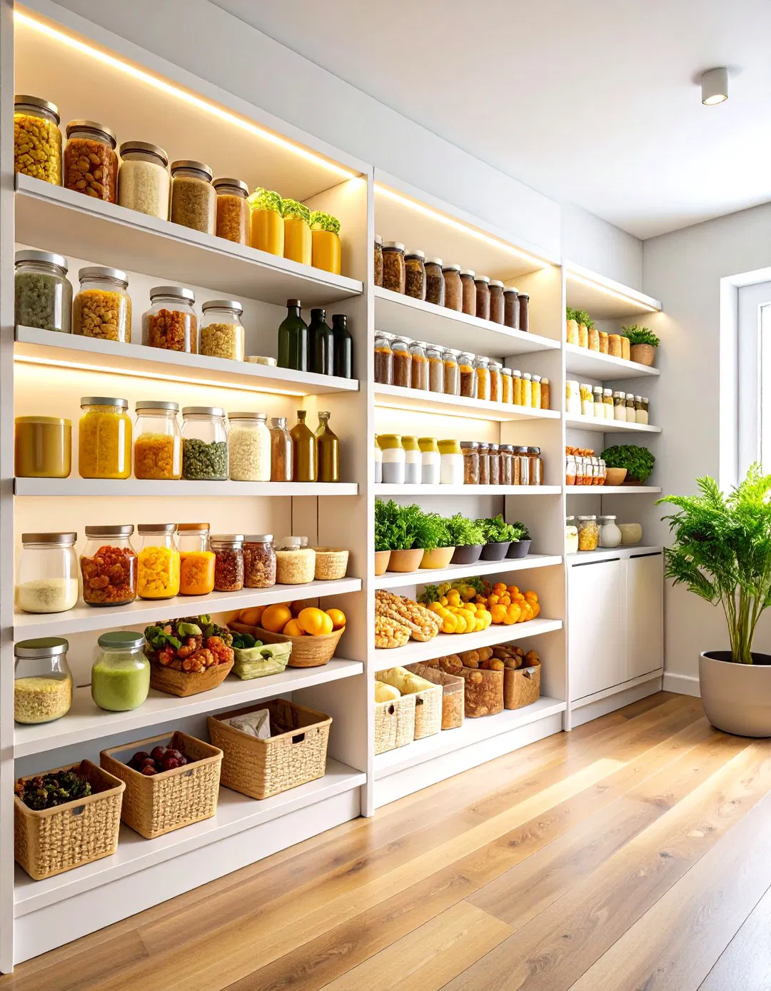 Vertical Wall Mounted Shelf Array - 24 Small Pantry Ideas