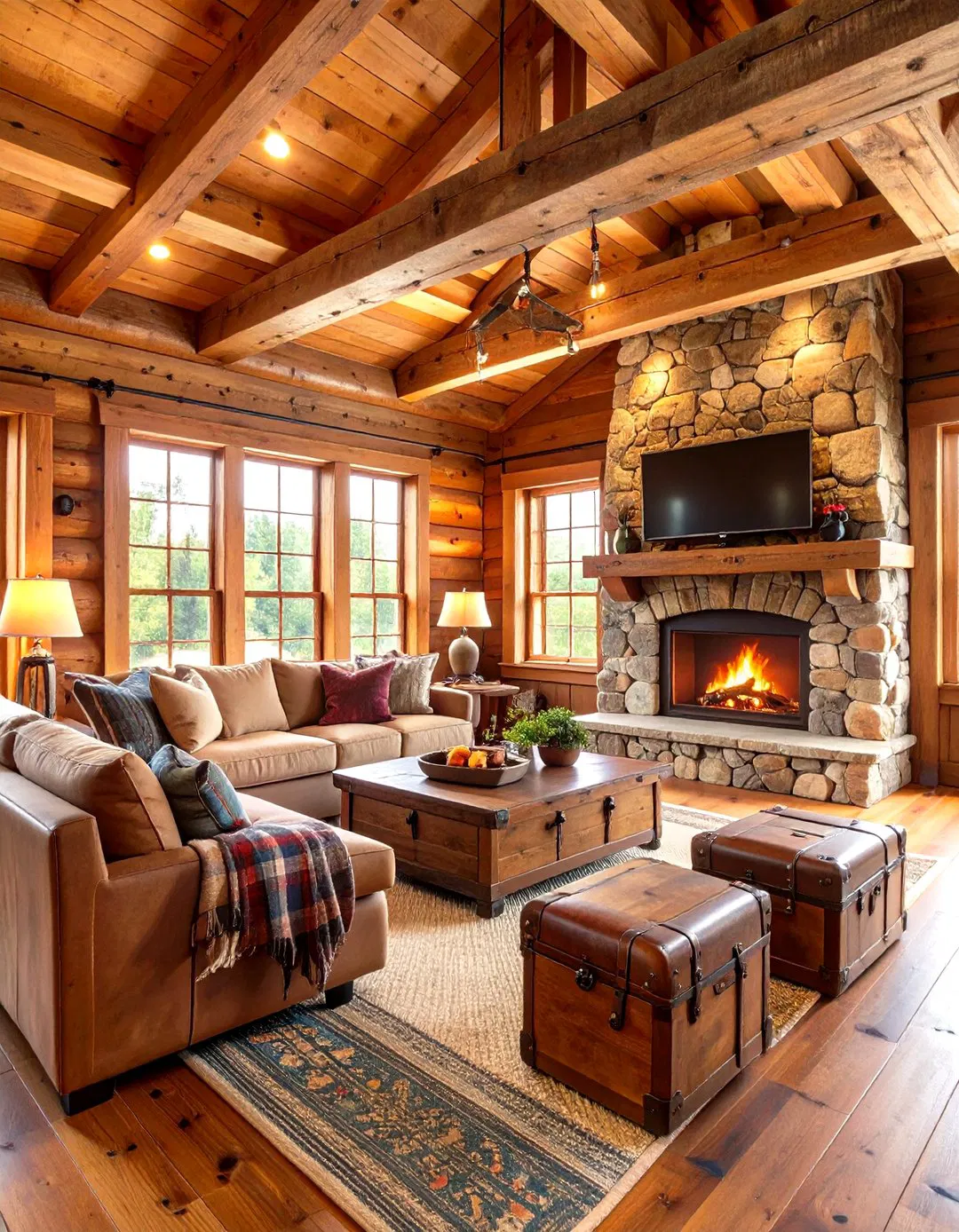Rustic Cabin Media Room Embracing Nature