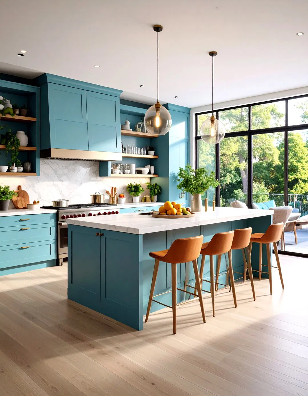 Multi-Tiered Islands with Elevated Breakfast Bars