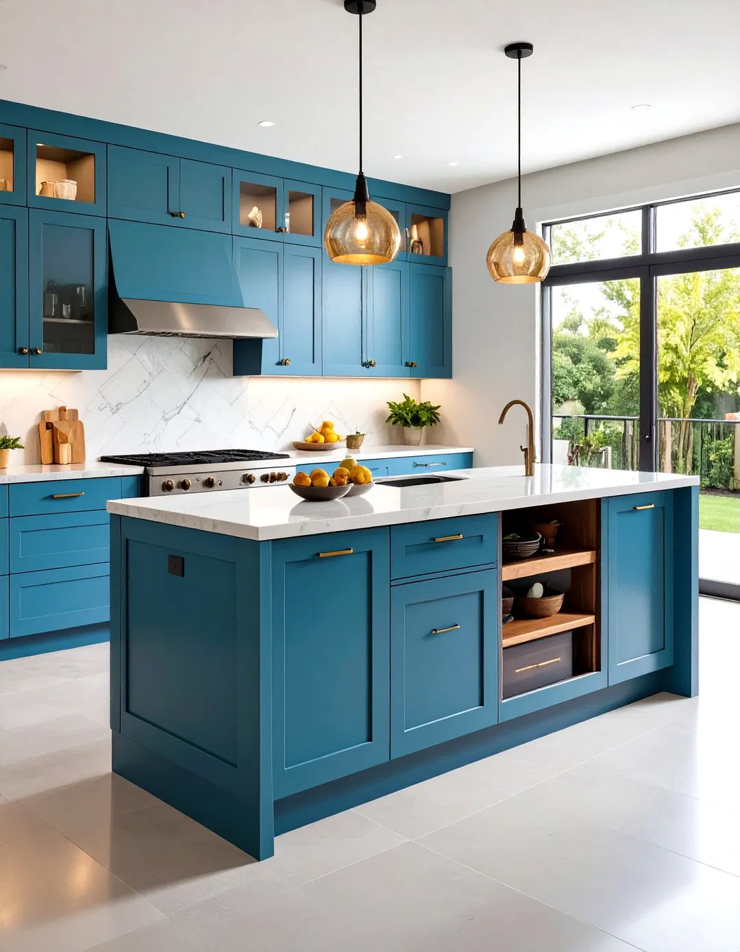 Sleek Slim Islands with Waterfall Countertops