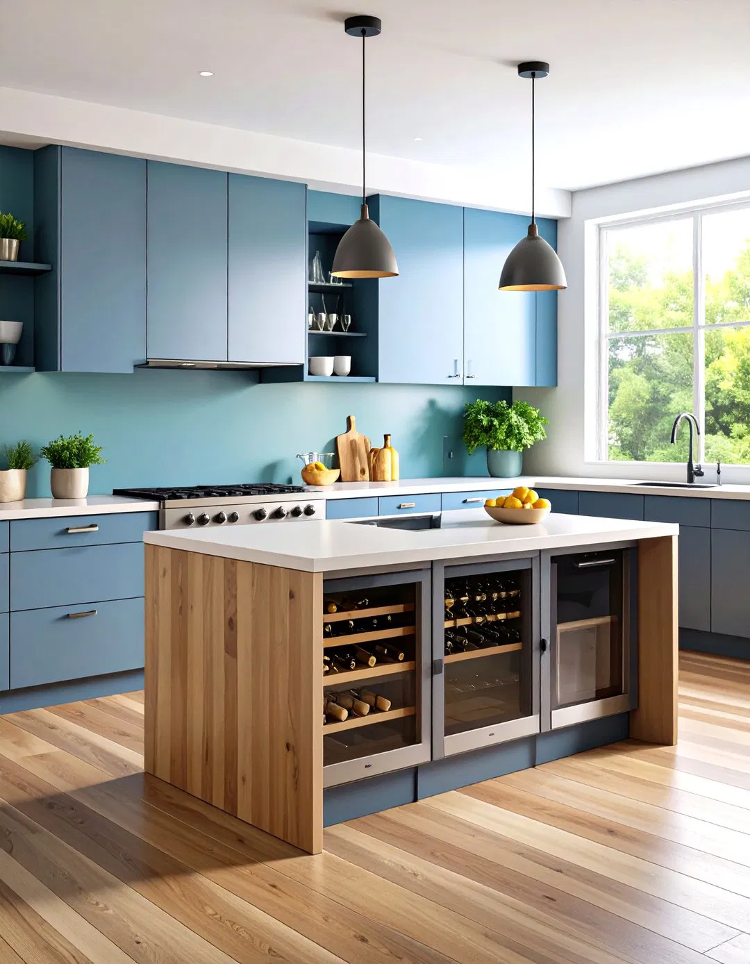 Compact Square Islands with Integrated Appliances