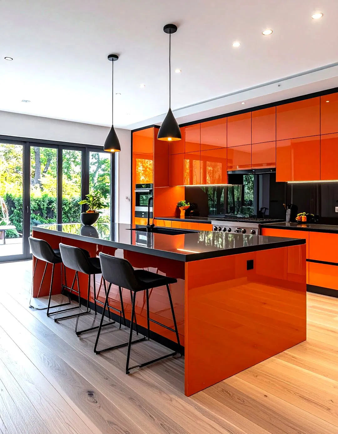 High-Gloss Lacquer Islands with Reflective Finishes