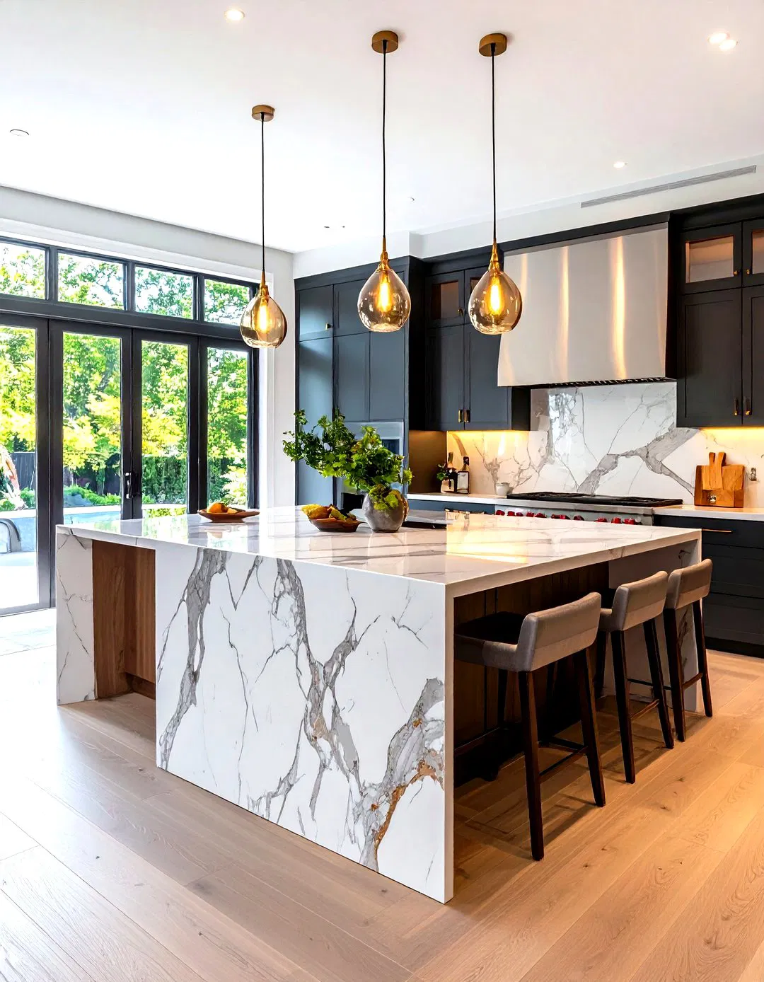 Luxurious Marble Waterfall Islands