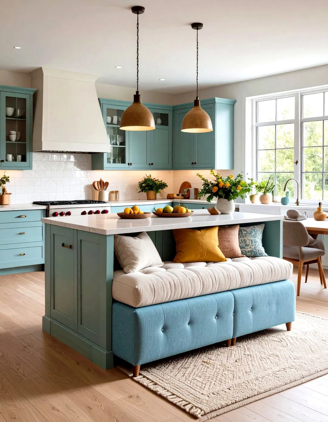 Cozy Ottoman Islands with Upholstered Seating