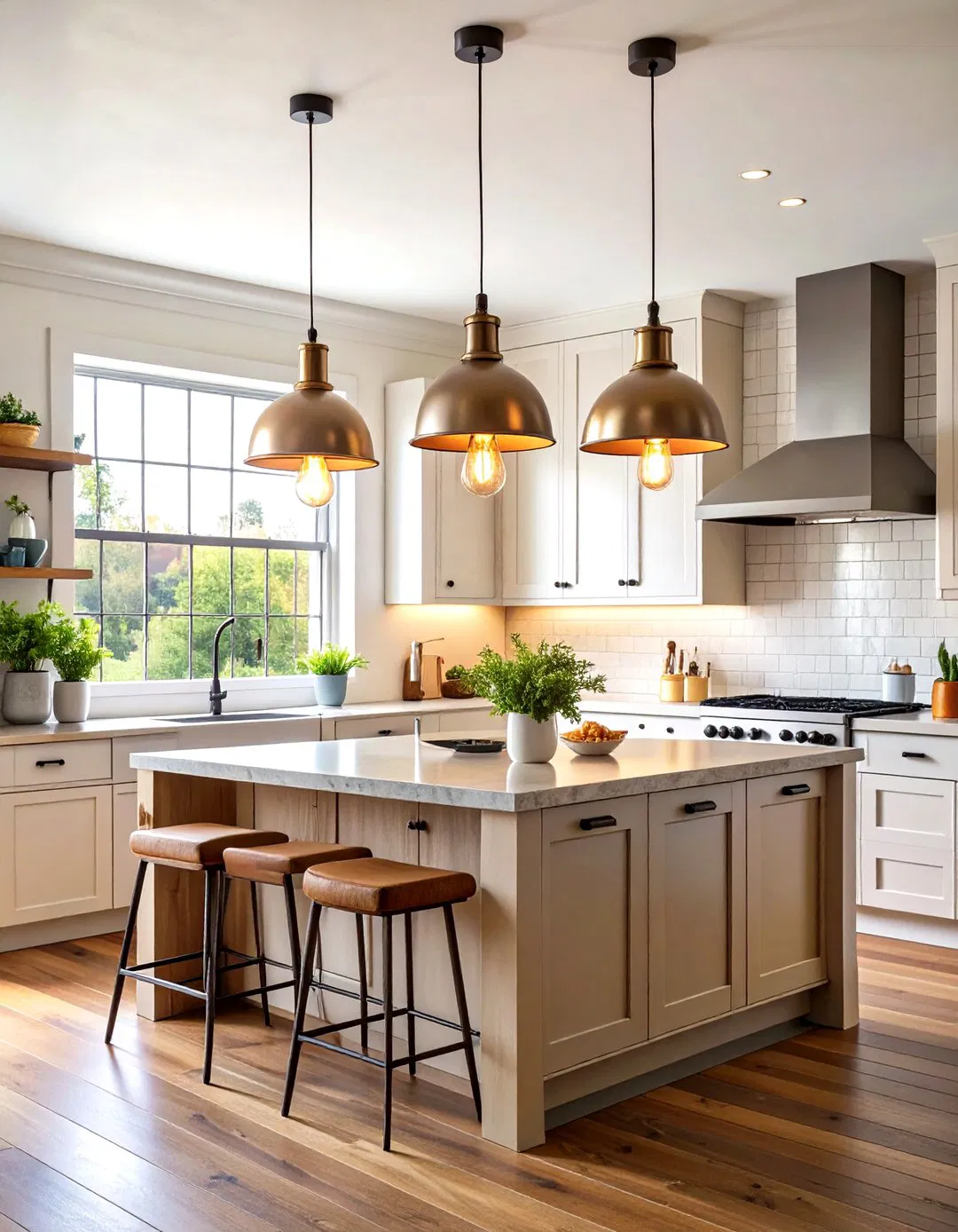 Vintage Edison Bulb Pendants in Kitchen