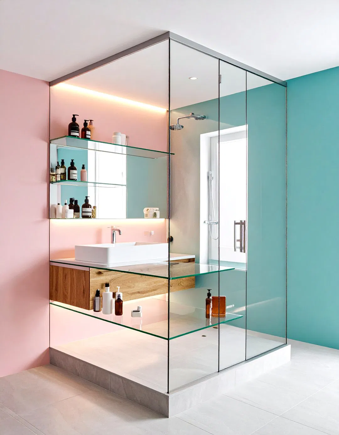 Corner Glass Shelving Units