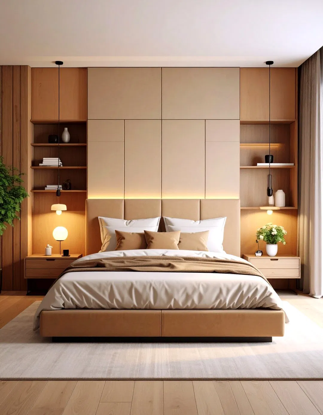 Headboard Wall Storage Integration