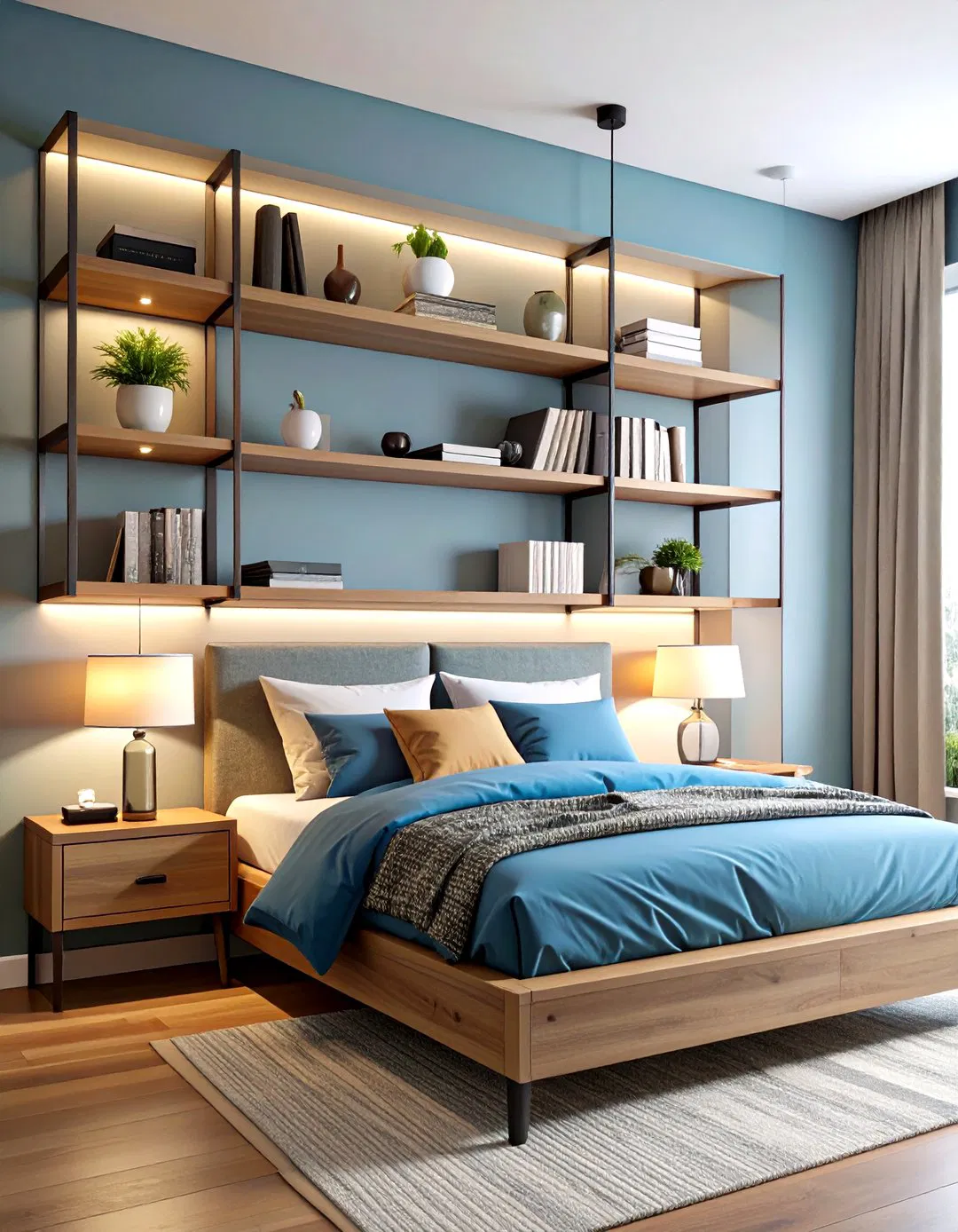 Table Lamps on Floating Shelves