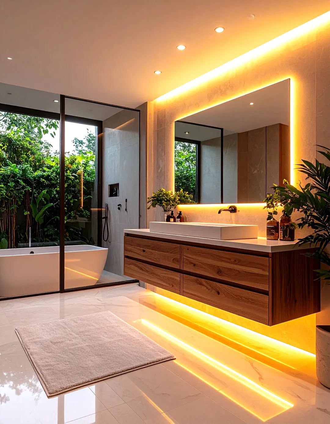 Bathroom Vanity with Toe Kick LED Lighting