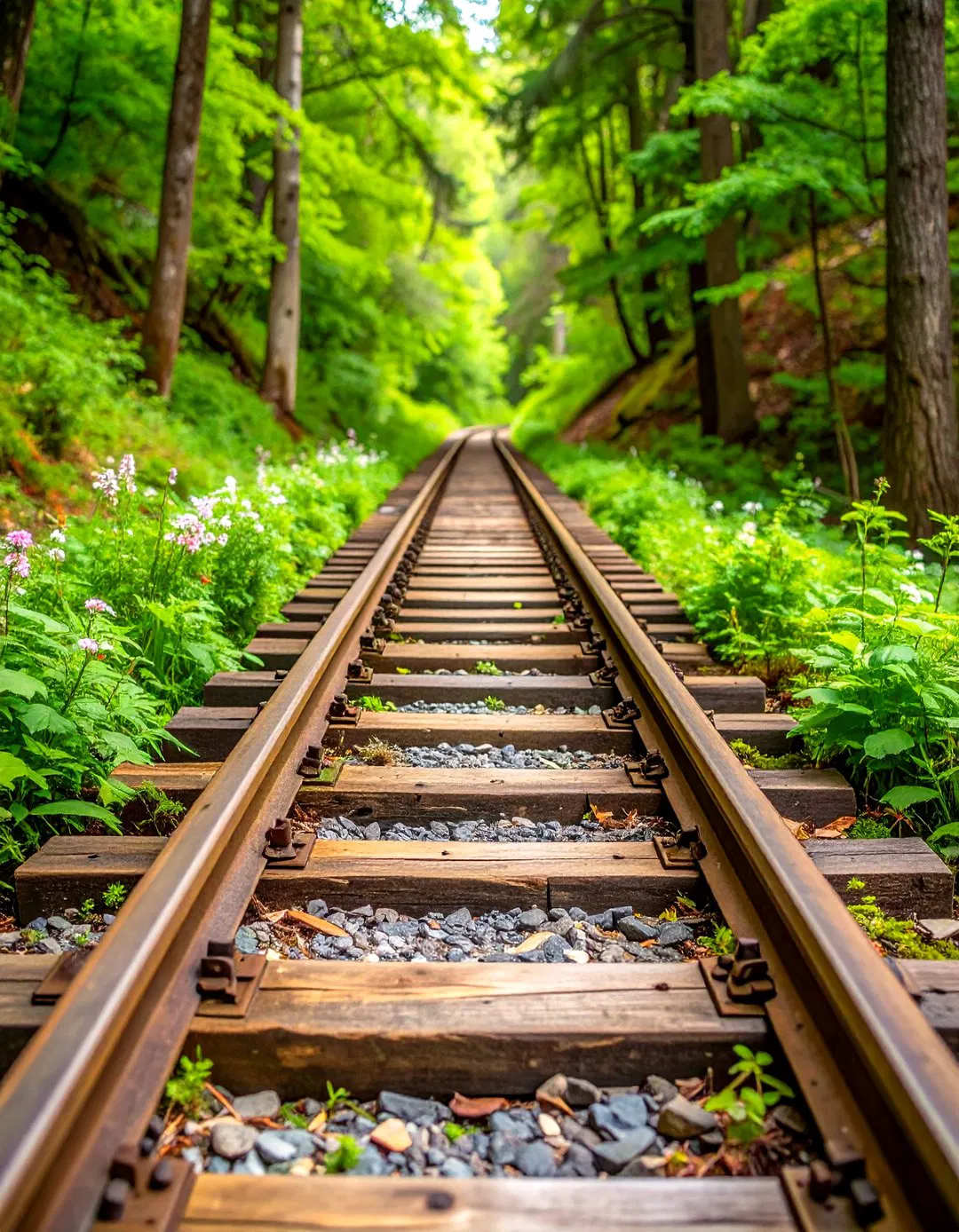Rustic Railroad Tie Steps Walkway