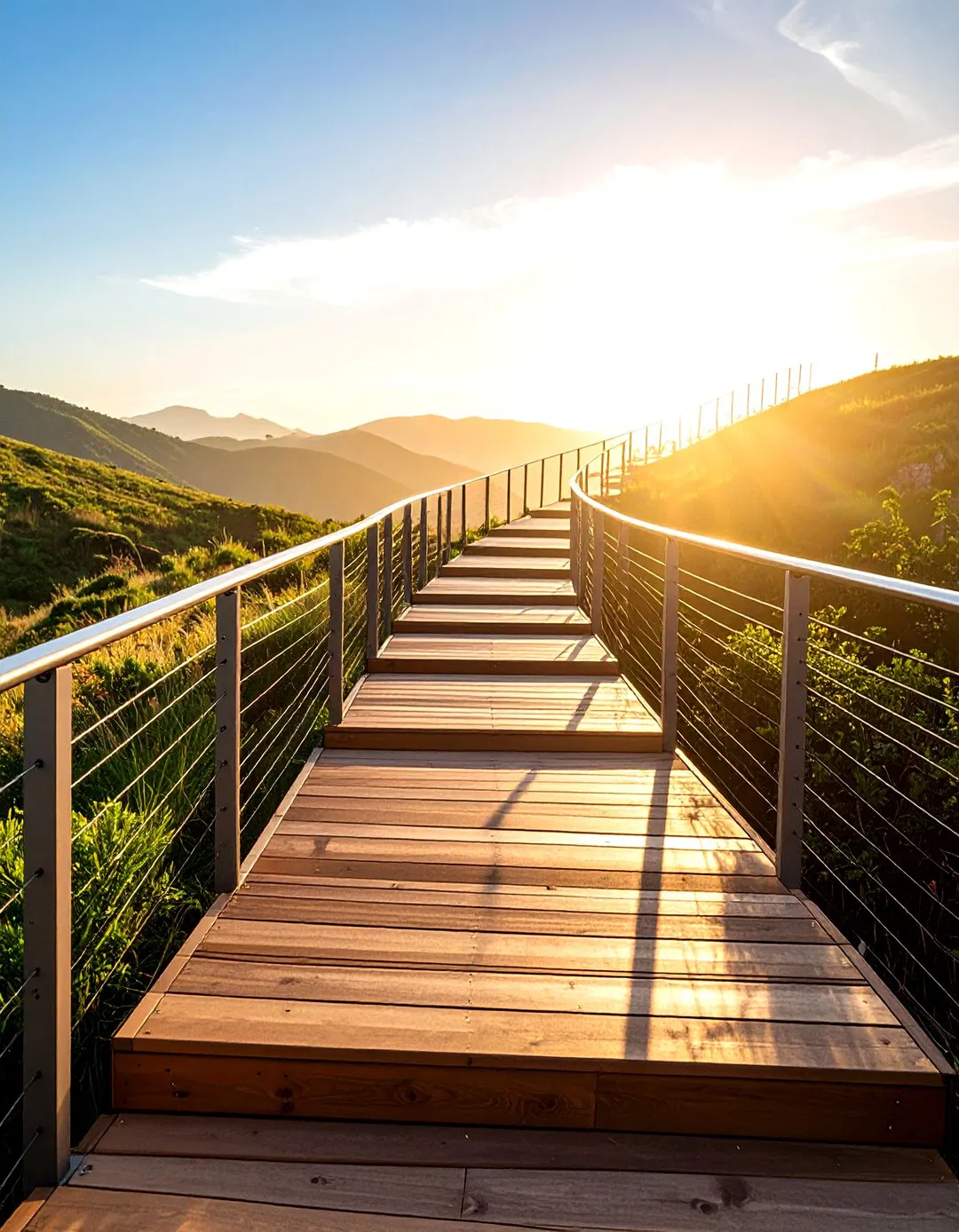 Composite Deck Steps with Cable Railings