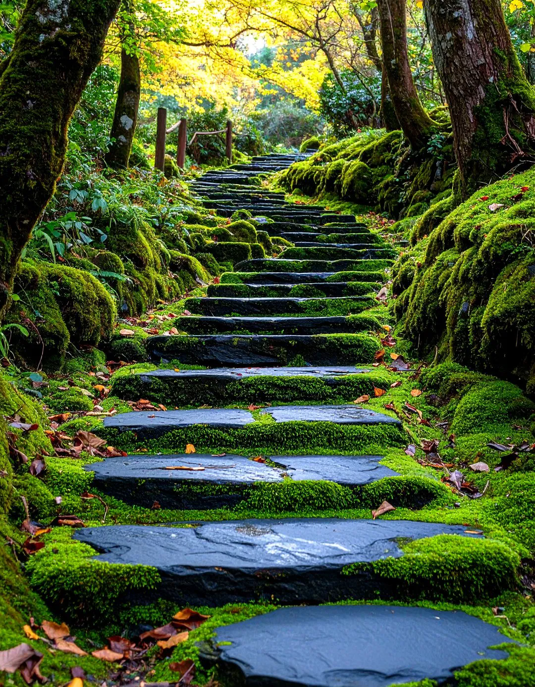 Slate Pathway with Moss Integration