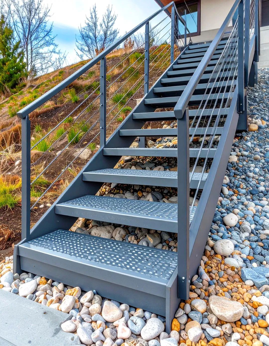 River Rock and Steel Step Combination