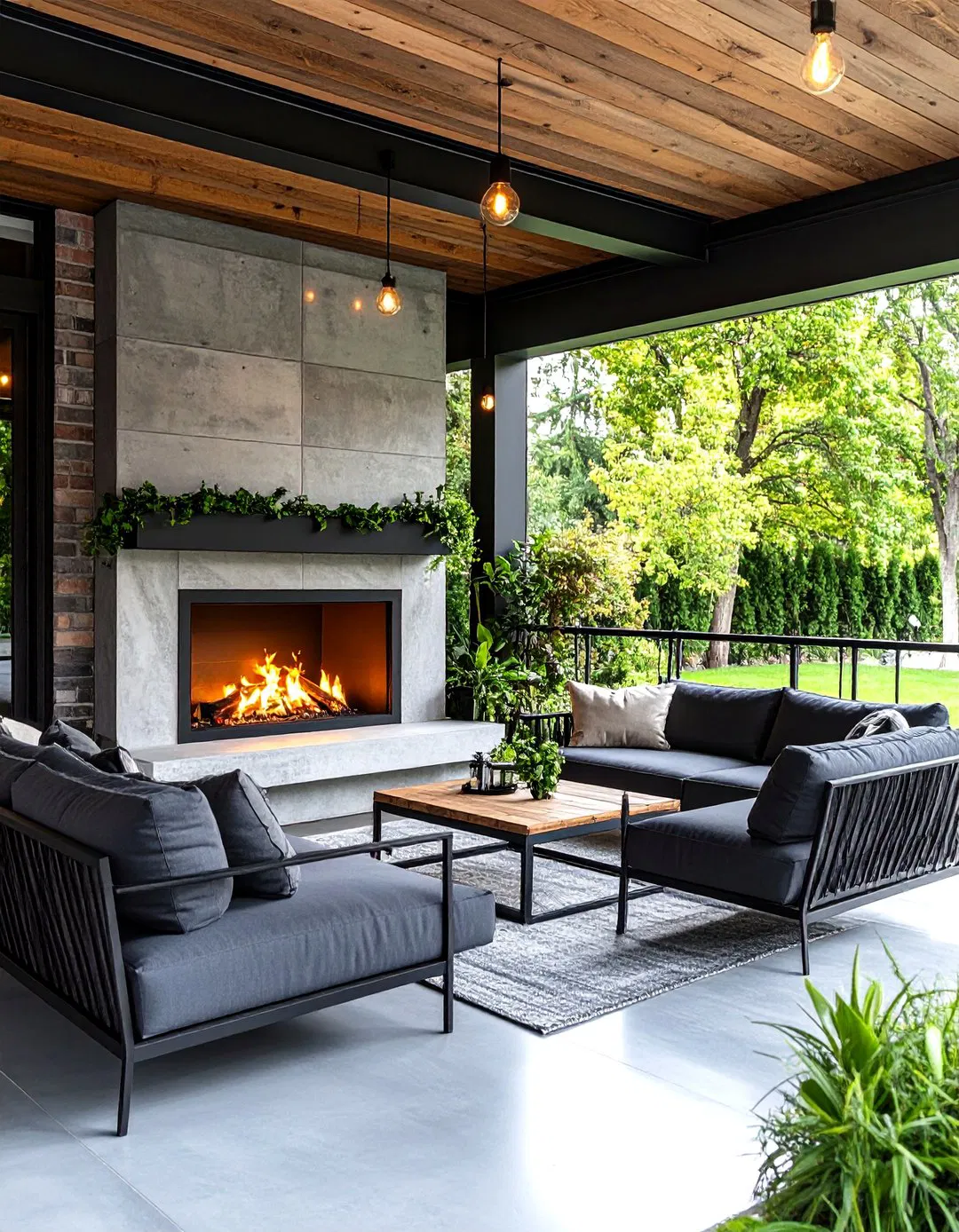 Industrial Loft Fireplace - Screened Porch Ideas