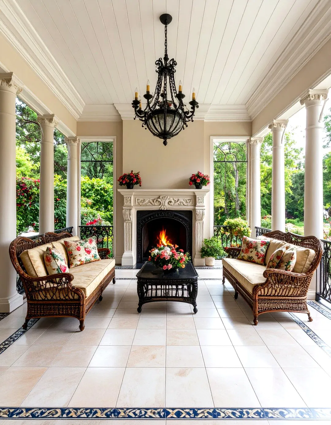 Victorian Garden Conservatory Fireplace - Screened Porch Ideas