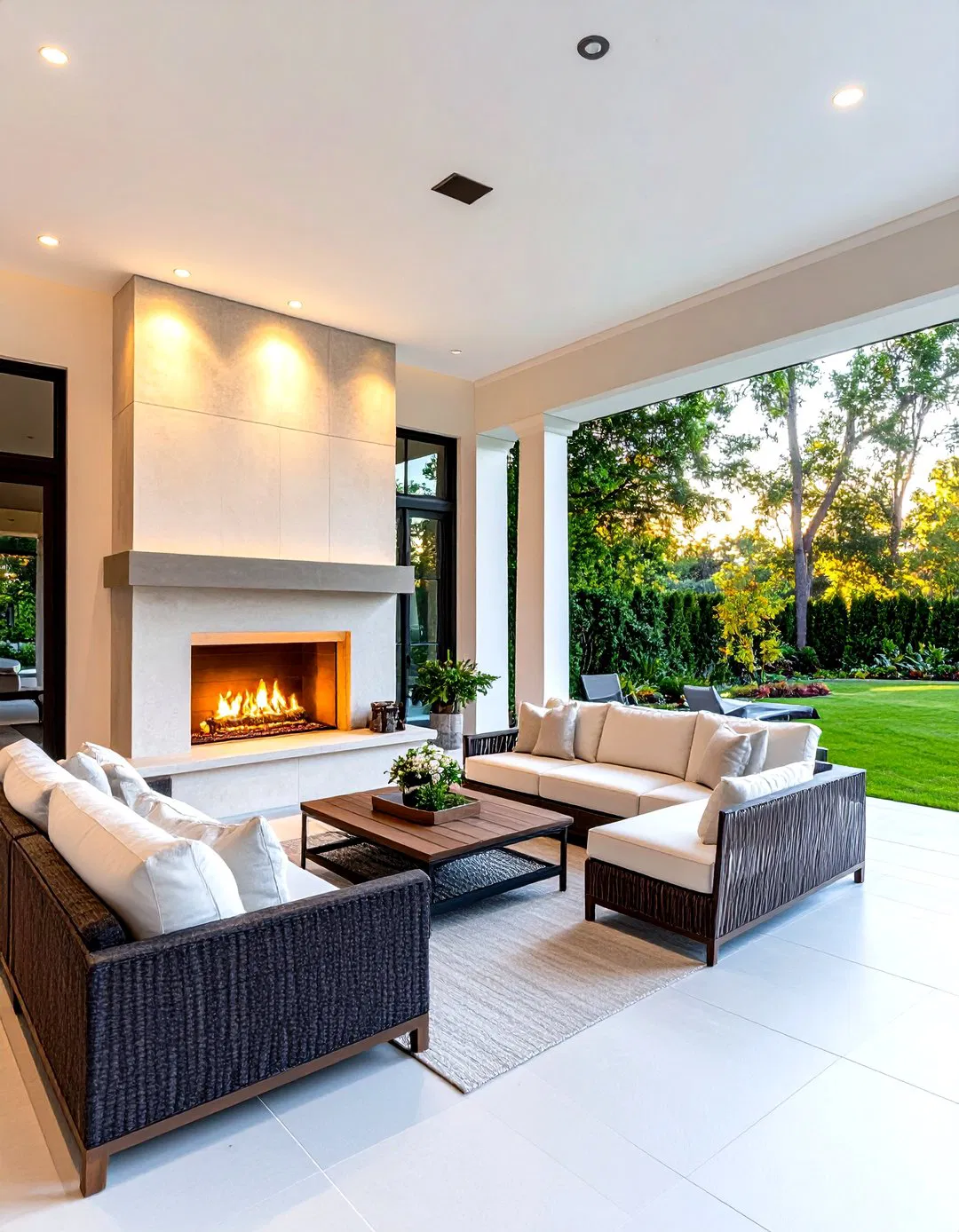 Luxury Resort Spa Fireplace - Screened Porch Ideas