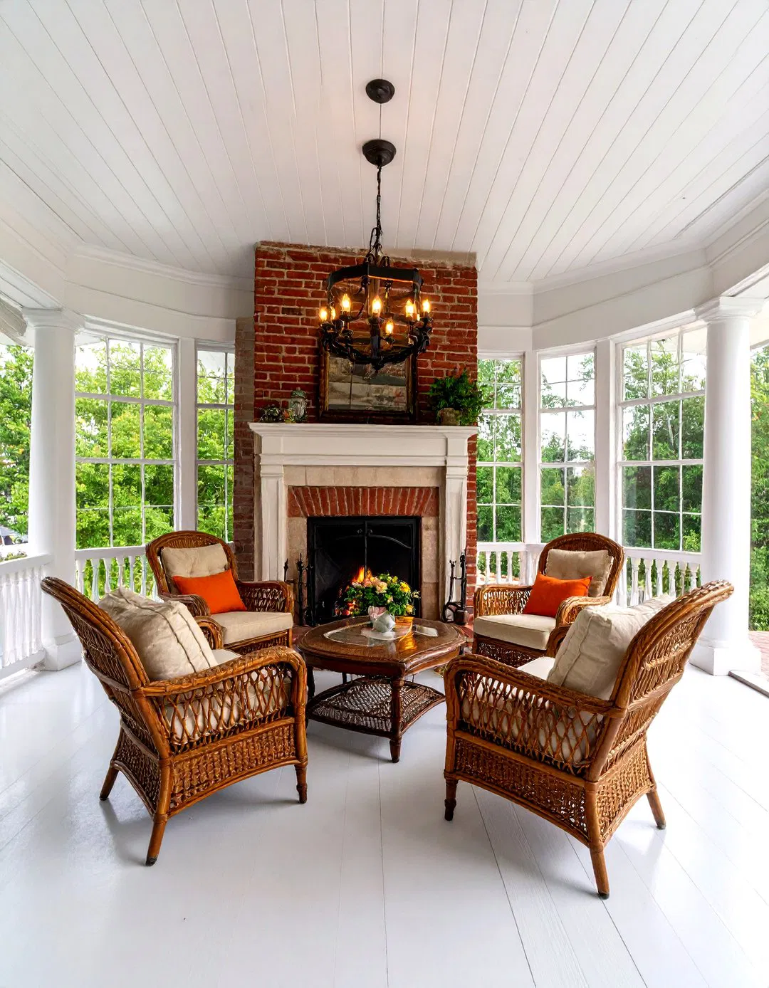 Colonial Revival Federal Fireplace - Screened Porch Ideas