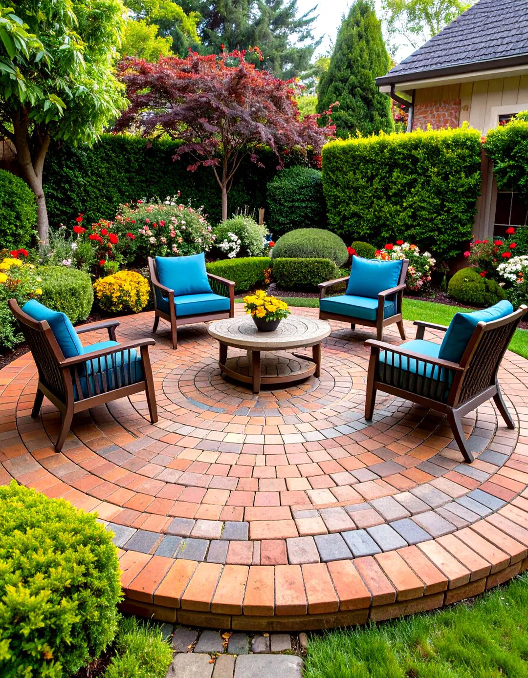Brick Paver Patio with Herringbone Pattern