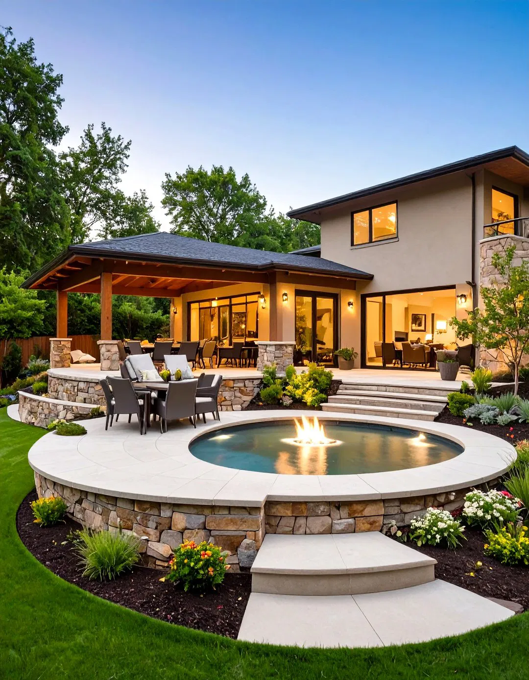 Multi-Tiered Semi-Circular Patio