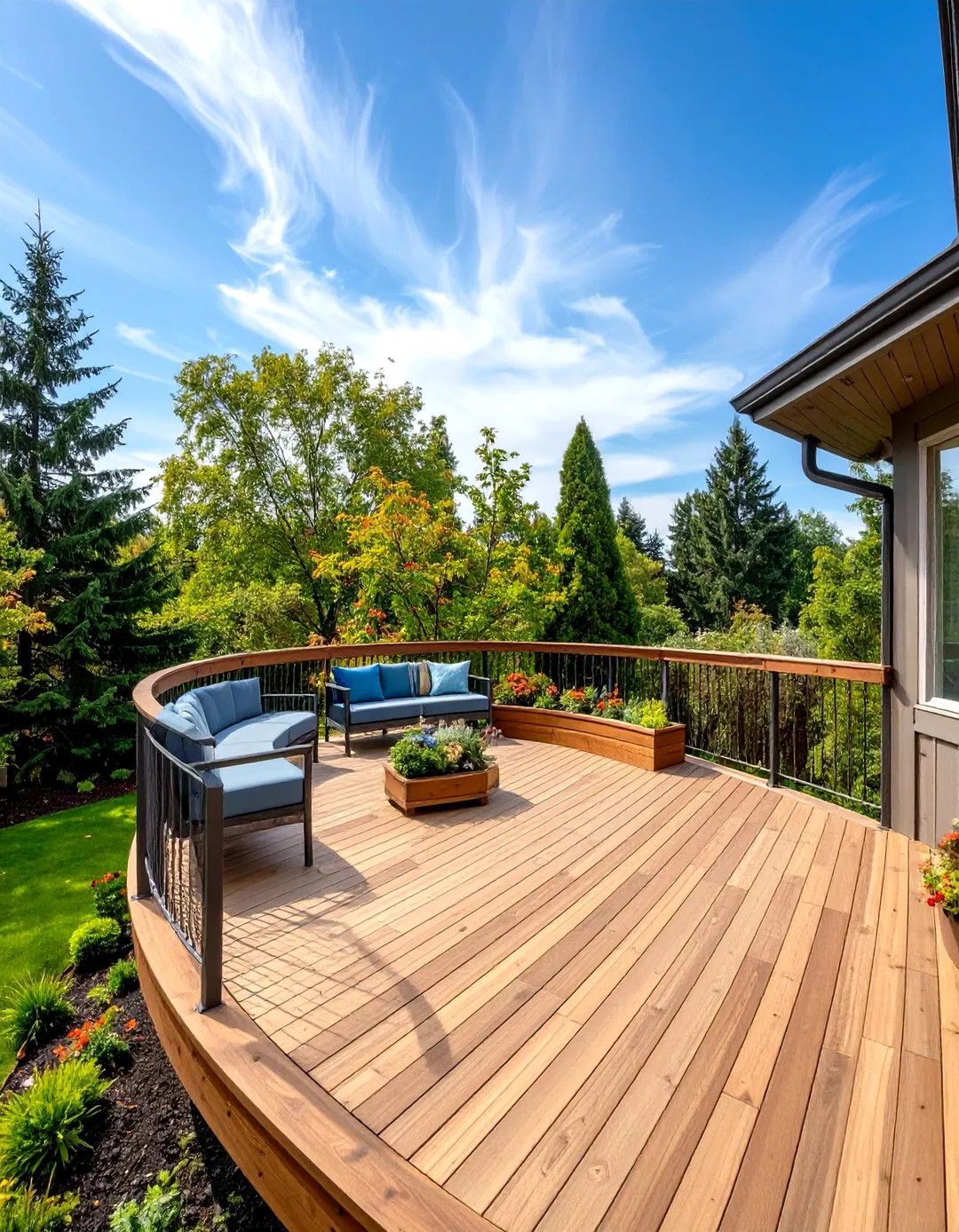 Semi-Circle Deck with Curved Railings