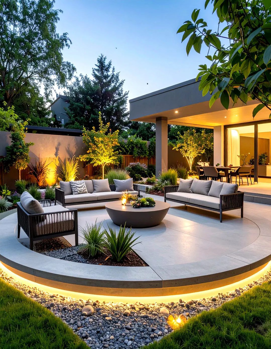 Contemporary Concrete Patio with Steel Accents